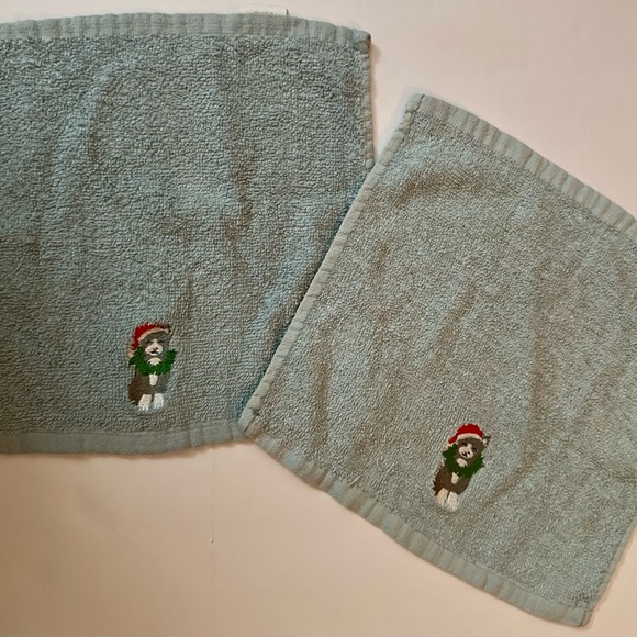 Set of 2 Holiday Kitten Dish Towels - Blue Cotton, Cute Christmas Kitchen Decor - Picture 16 of 16